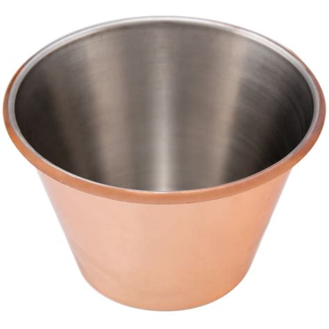 Choice 4 Oz Smooth Copper Plated Stainless Steel Round Sauce Cup 12 Pack