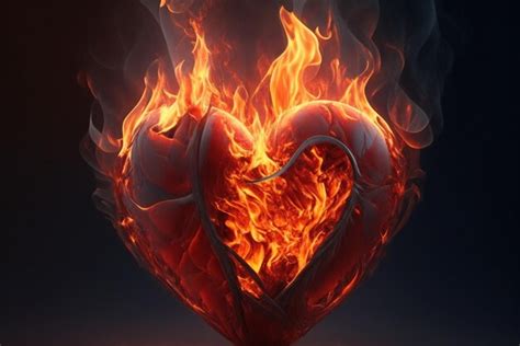 Premium Photo A Burning Heart Representing Passion And Emotional Intensity