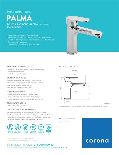 Ficha técnica Grifería Palma by Madecentro Colombia Issuu