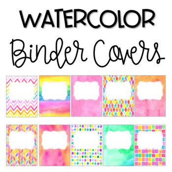 Watercolor Binder Covers Editable By Samantha Henry TpT