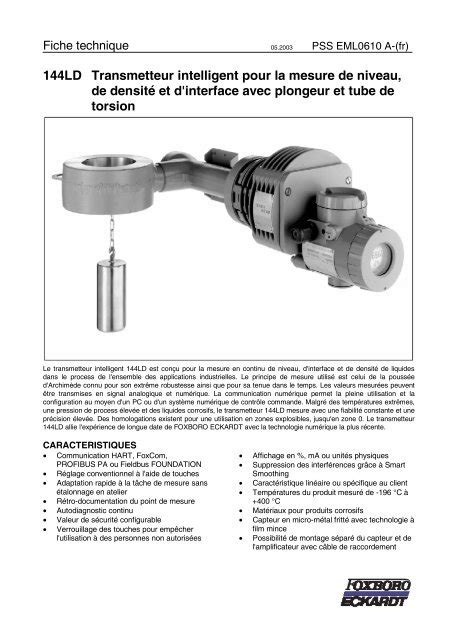 Ld Transmetteur Intelligent Pour La Mesure De Foxboro Eckardt