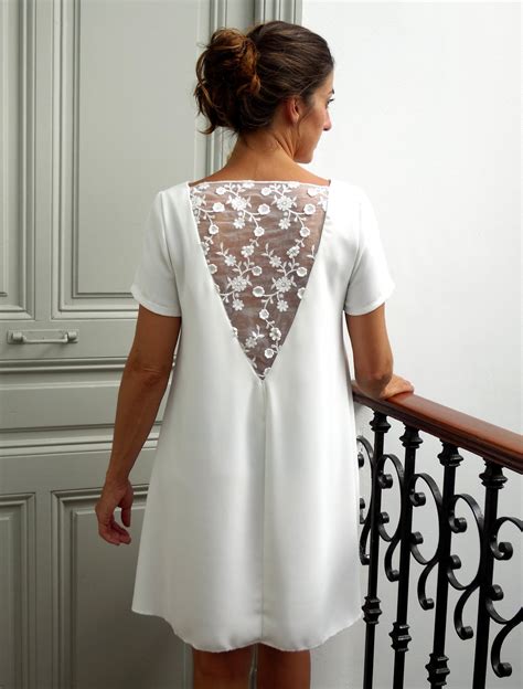 Short White Dress Summer Dress Embroideries Nacked Back Flowery