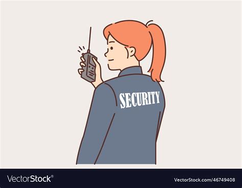 Woman Security Guard Uses Walkie Talkie To Contact