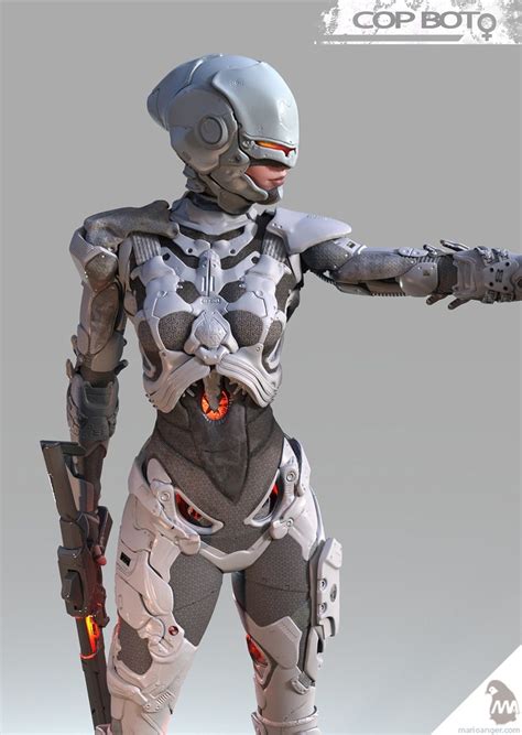 Cop Bot By Mario Anger Robotic Cyborg 3d Cgsociety Sci Fi Concept Art Character Design