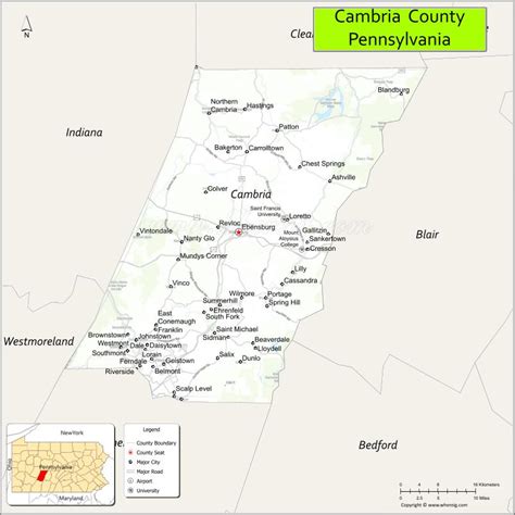 Map Of Cambria County Pennsylvania Where Is Located Cities