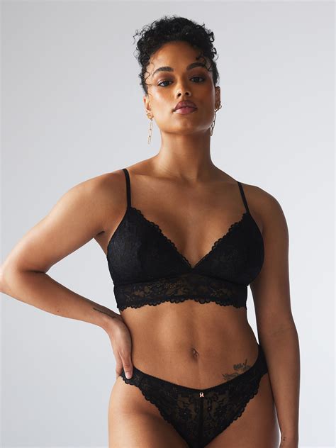 Floral Lace Triangle Bralette In Black Savage X Fenty France