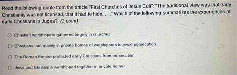 Read The Following Quote From The Article First Churches Of Jesus Cult