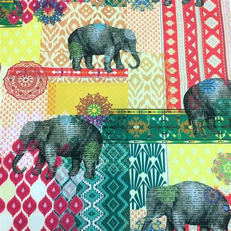 Indian Elephant Upholstery Fabric By The Yard Ethnic Bohemian Etsy