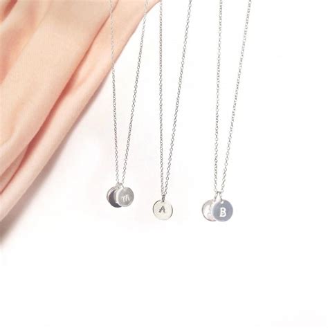 Sterling Silver Initials Necklace Initials Disc Necklace Bridesmaid