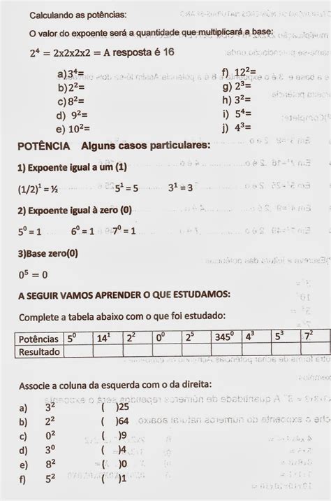 Potenciação 6 Ano Exercícios Resolvidos Zuledu