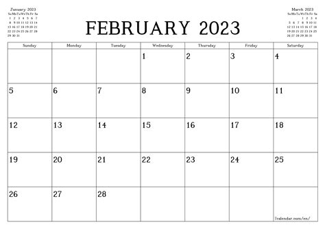 Monthly Calendar For February 2023 Get Calendar 2023 Update