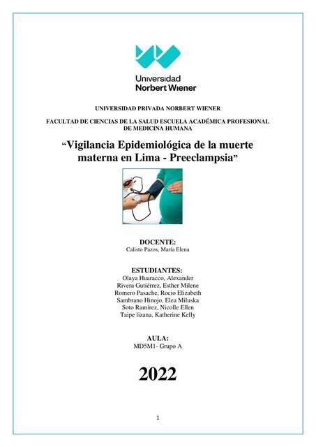 Vigilancia Epidemiol Gica De La Muerte Materna En Lima Preeclampsia