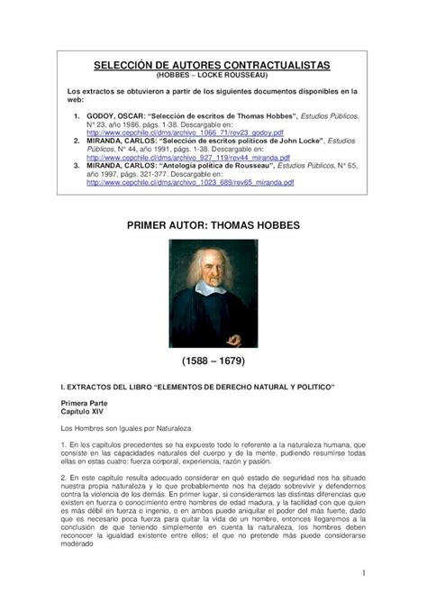 Pdf Seleccion Autores Contractualistas Hobbes Lockerousseau