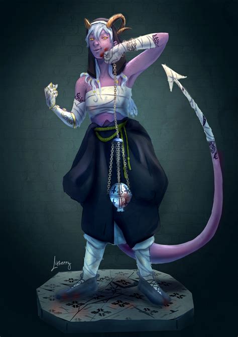 Art Oc Grace Tiefling Monk Rdnd