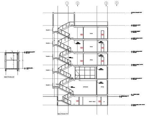 Stair and Lift Section CAD Drawing DWG File - Cadbull