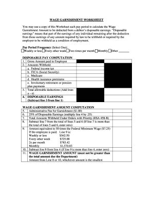 Garnishment Worksheet Fill And Sign Printable Template Online