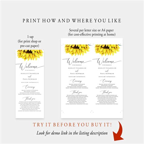 Rustic Wedding Program Template Editable Printable Ceremony - Etsy