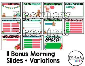 Classroom Slides Morning Message Templates Christmas By The