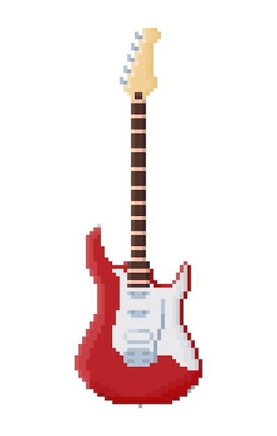 Premium Vector Pixel Art Red Guitar Musical Instrument 8bit Game Item