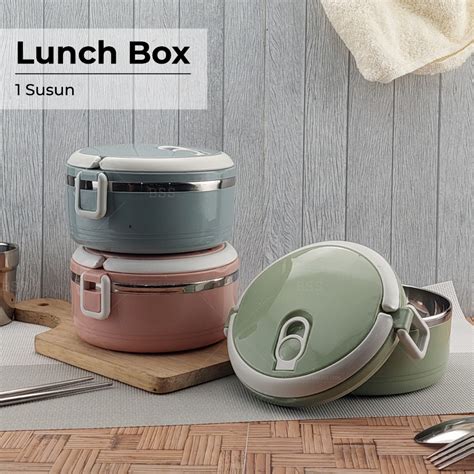 Jual Rantang Lunch Box Susun Polos Lucu Elegan Tempat Bekel Makanan