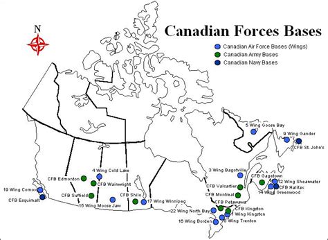 CanadaInfo: Images & Downloads: Fact Sheets to Download: Maps: Canadian Forces Bases