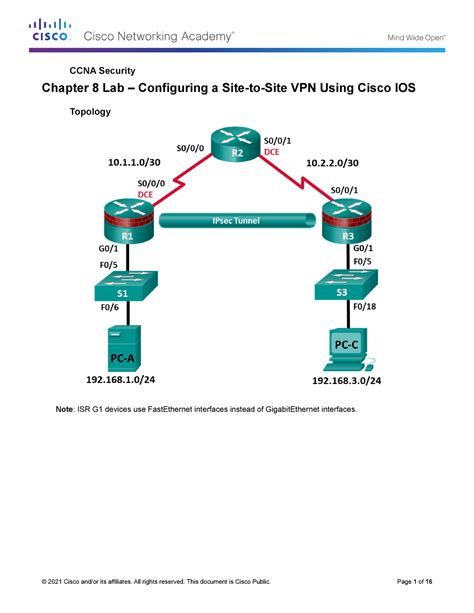 8 4 1 3 Lab Configure Site To Site VPN Using CLI CCNA Security