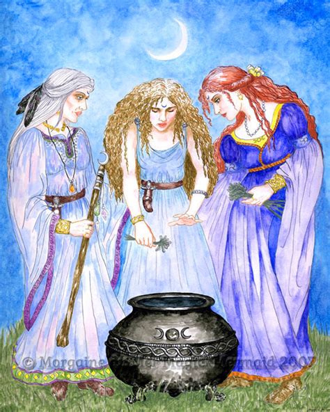 Maiden Mother Crone Triple Goddess Print Three Priestesses Wall Art