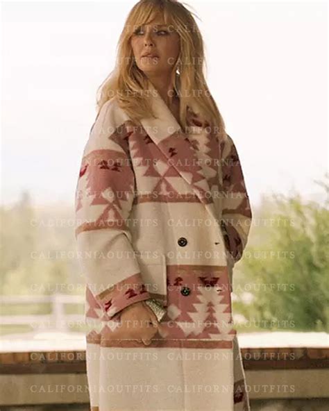 Yellowstone Beth Dutton Pink Printed Coat | Season 5 | California Outfits