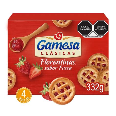 Galletas Gamesa Florentinas clásicas sabor fresa 4 paketines de 83 g c