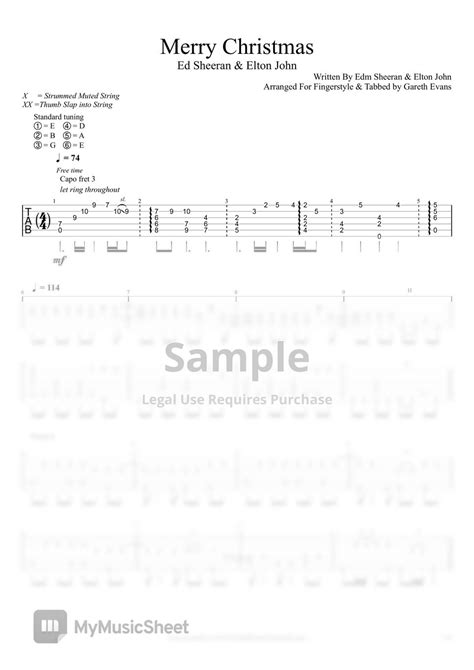 Ed Sheeran And Elton John Merry Christmas Fingerstyle Sheet By Gareth Evans