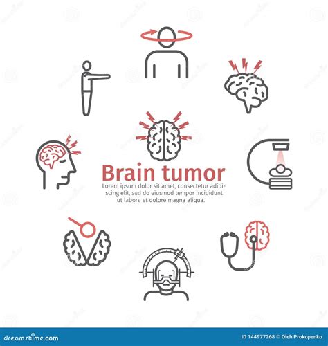 Brain Tumor Cancer Banner Symptoms Vector Signs Stock Vector