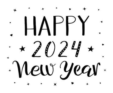 Premium Vector Happy New Year 2024 Handwritten Modern Brush