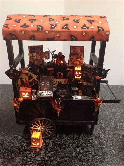 Dollhouse Miniature Halloween Peddlers Cart Dollhouse Halloween Halloween Shadow Box