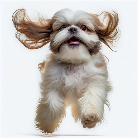 Premium Ai Image Happy Running Shih Tzu Dog Made With Generative Ai