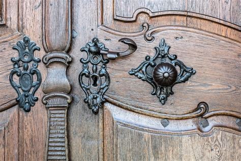 Premium Photo Foreground Of Old Wooden Door With Iron Handle Old