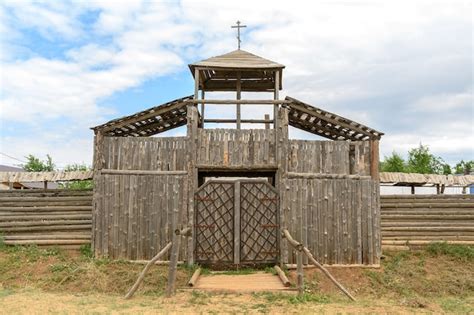 Premium Photo | Medieval wooden gate of a knight's castle Summer tourism