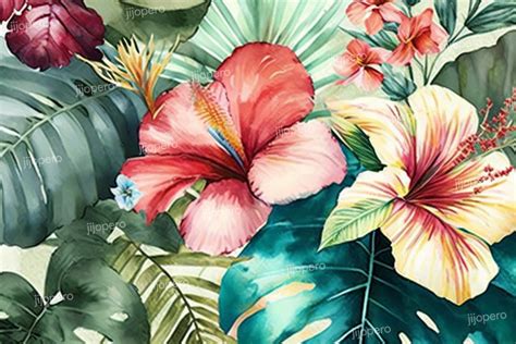 Watercolor Tropical Flowers Graphic by jijopero · Creative Fabrica