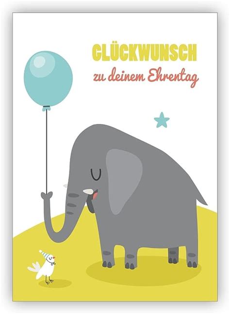 10x Tolle Geburtstagskarte Mit Gratulierendem Elefant Und Luftballon