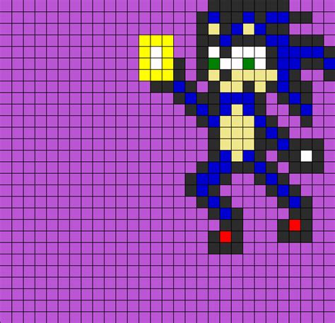 Sonic With A Ring Perler Bead Pattern Bead Sprites Characters Fuse