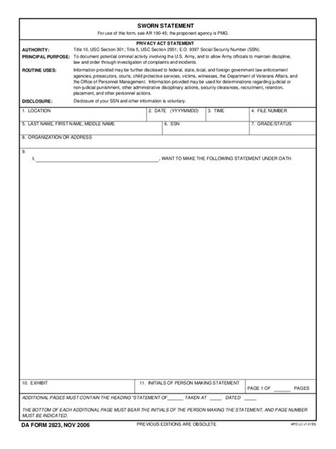 Printable Sworn Statement Form Printable Forms Free Online