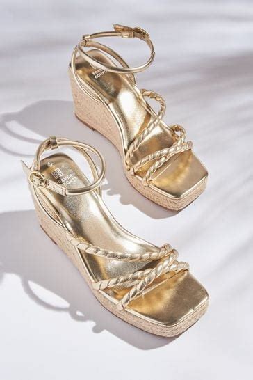 Gold Metallic Wedge Sandals