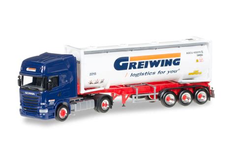 Herpa Scania R Tl Tankcontainer Sattelzug Greiwing