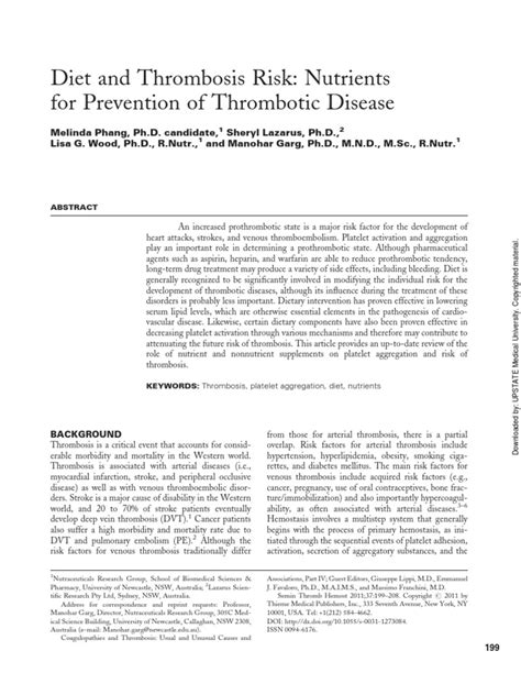 Diet and Thrombosis Risk: Nutrients for Prevention of Thrombotic ...