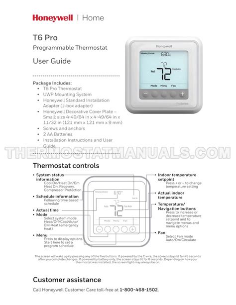 Honeywell T6 Pro Smart Thermostat User Manual