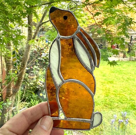 Stained Glass Hare Suncatcher Moon Gazing Har Folksy