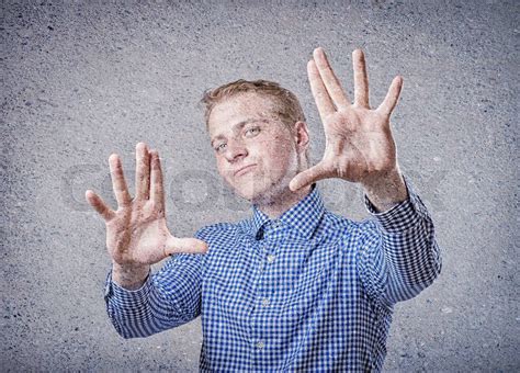 Businessman Showing Stop Hand Sign Stock Image Colourbox