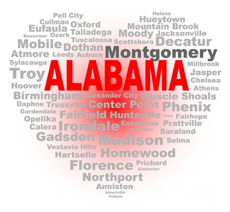 Alabama Heart Digital Art by Bigalbaloo Stock - Fine Art America