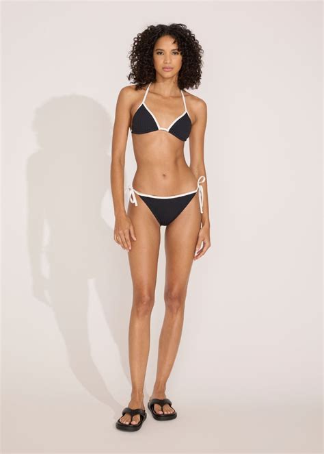 The Iris Ribbed Bikini Bottom In Blackout Solid And Striped