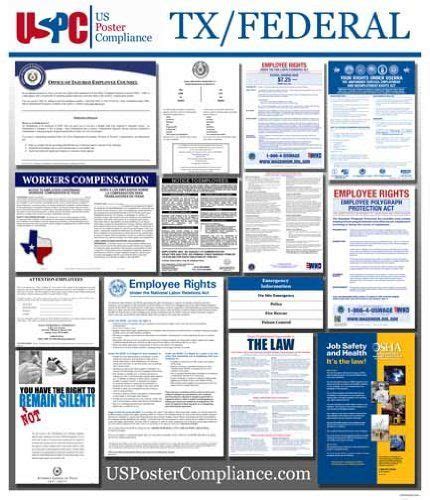 2015 Texas Tx State And Federal All In One Labor Law Poster For Workplace Compliance Green