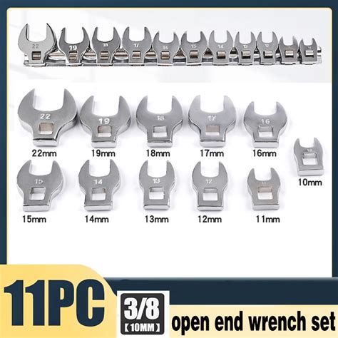 3 8 Inch Drive Crowfoot Wrench Set 10 22mm Metric Chrome Plated Crow